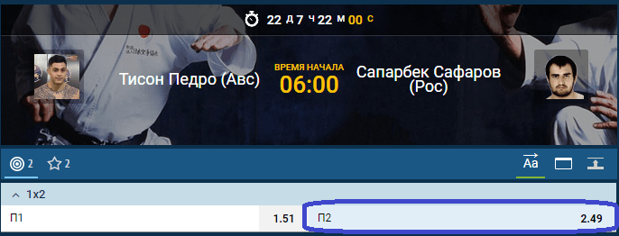 Прогноз на бой Тисон Педро – Сапарбек Сафаров